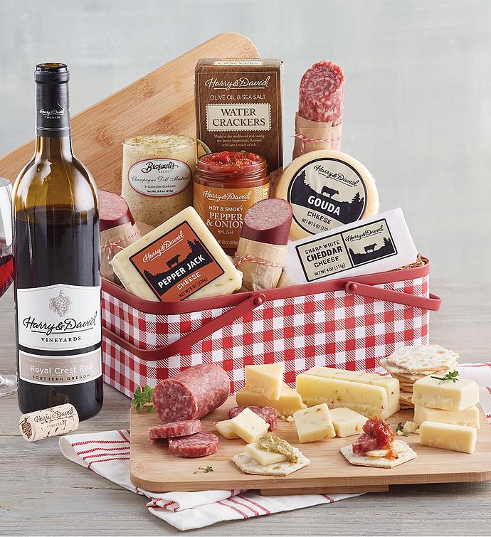 Meat and Cheese Picnic Tin with Wine